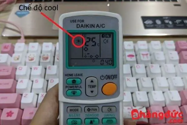 Biểu tượng chế độ Cool của điều hòa trên remote