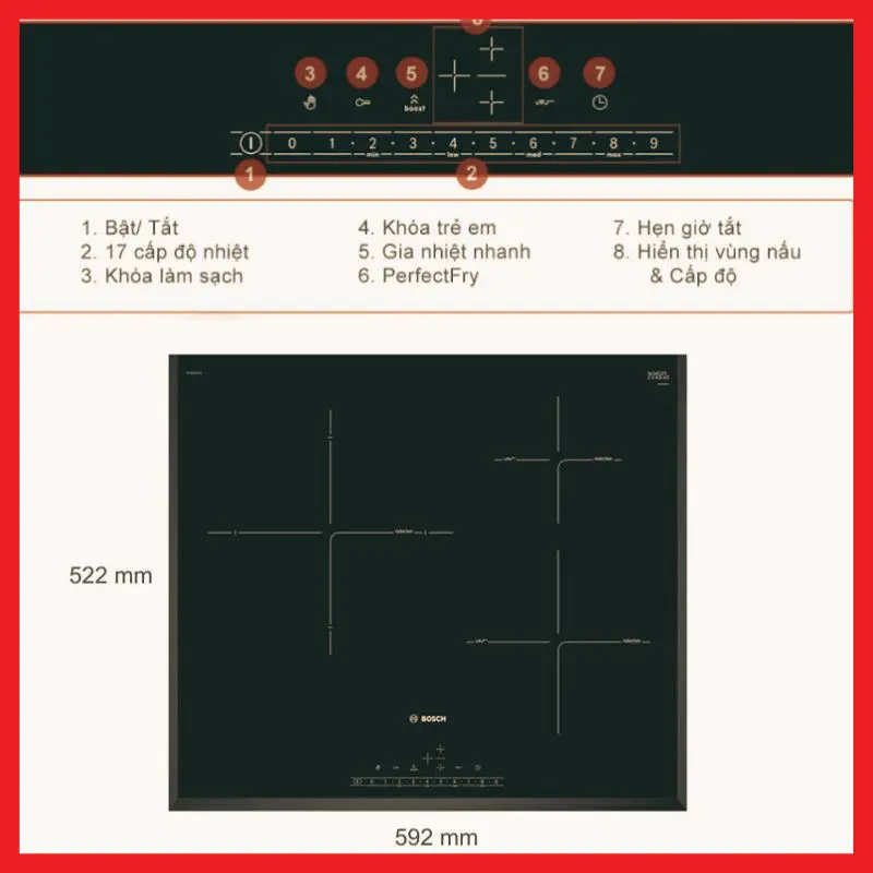 Bếp từ Bosch PIJ651FC1E Series 6 Ba vùng nấu 11 Bếp từ Bosch PIJ651FC1E 3 vùng nấu