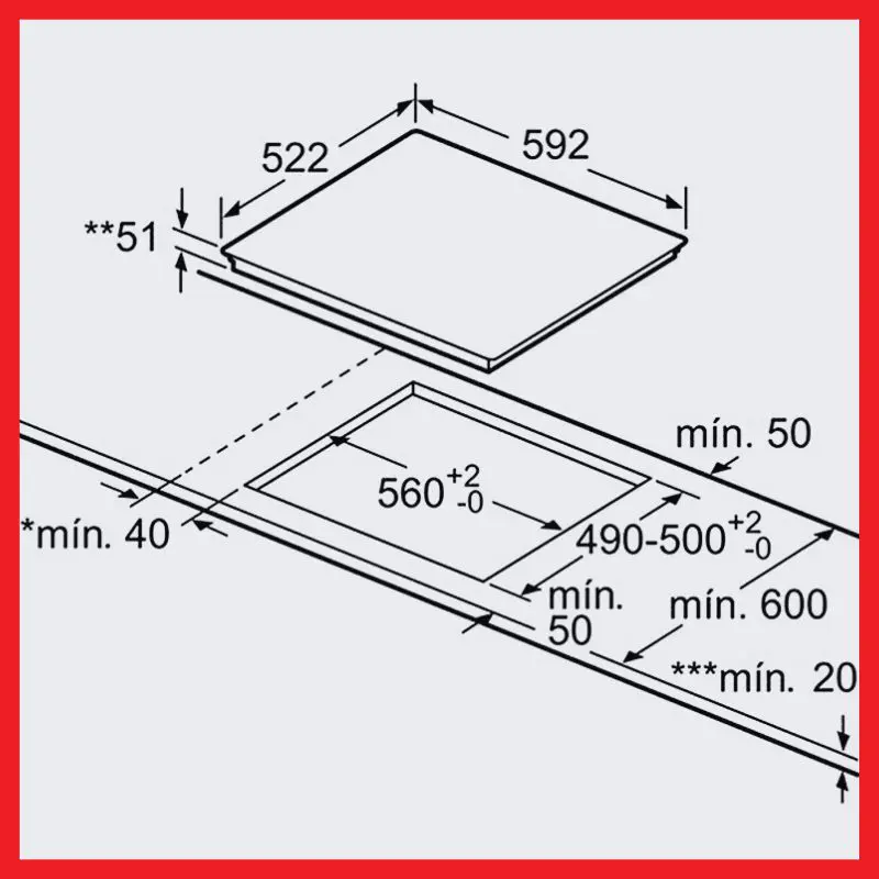 Bếp từ Bosch PIJ651FC1E Series 6 Ba vùng nấu 13 Kích thước lắp đặt âm bếp từ Bosch PIJ651FC1E