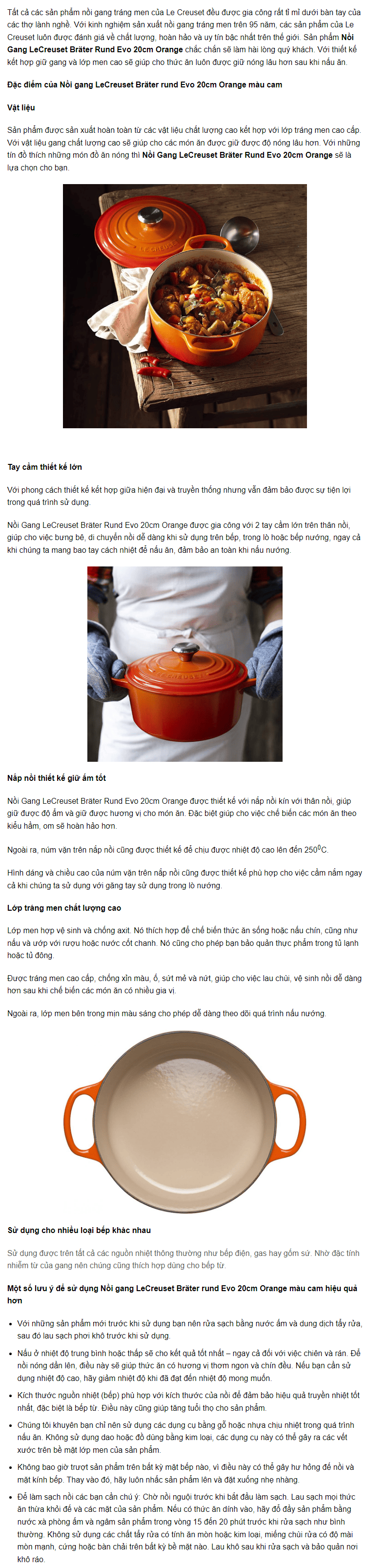 Nồi gang LeCreuset Bräter Rund Evo 20cm Orange màu cam