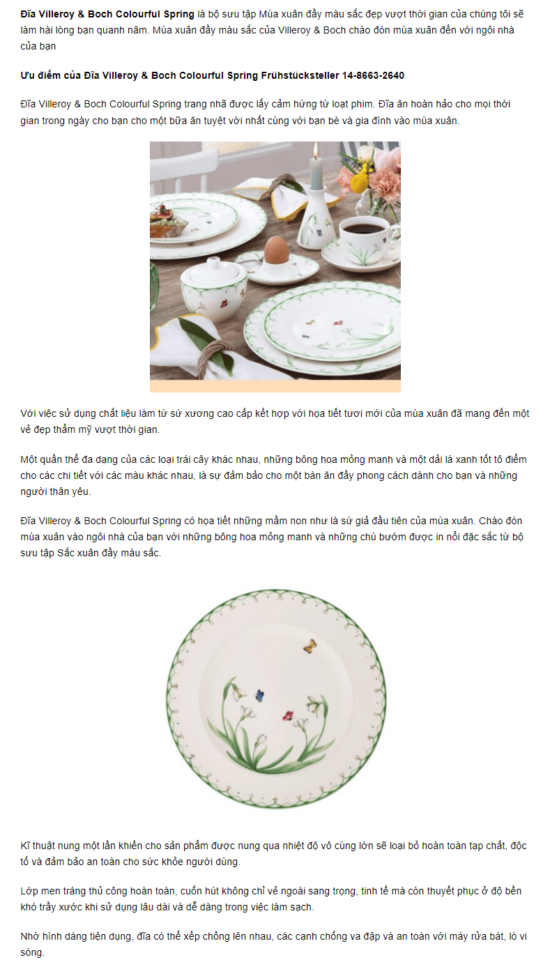 Đĩa Villeroy & Boch Colourful Spring Frühstücksteller 14-8663-2640