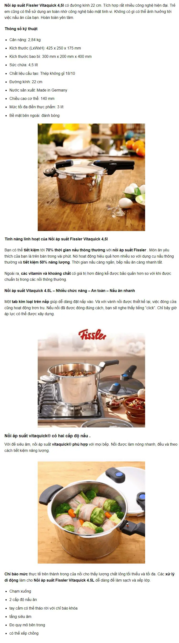 Nồi Áp Suất Fissler Vitaquick 4,5L