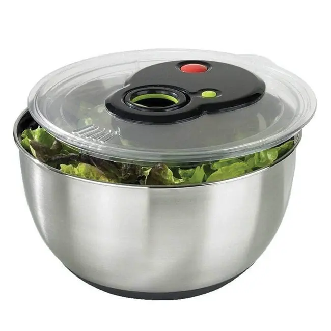 Rổ Quay Rau Emsa BASIC Falt-Salatschleuder, Transparent/Grün, 4,0 L