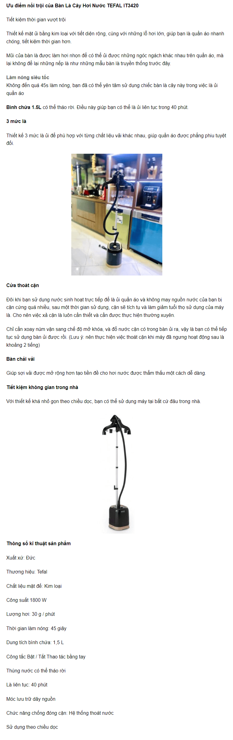 Bàn Là Cây Hơi Nước TEFAL IT3420