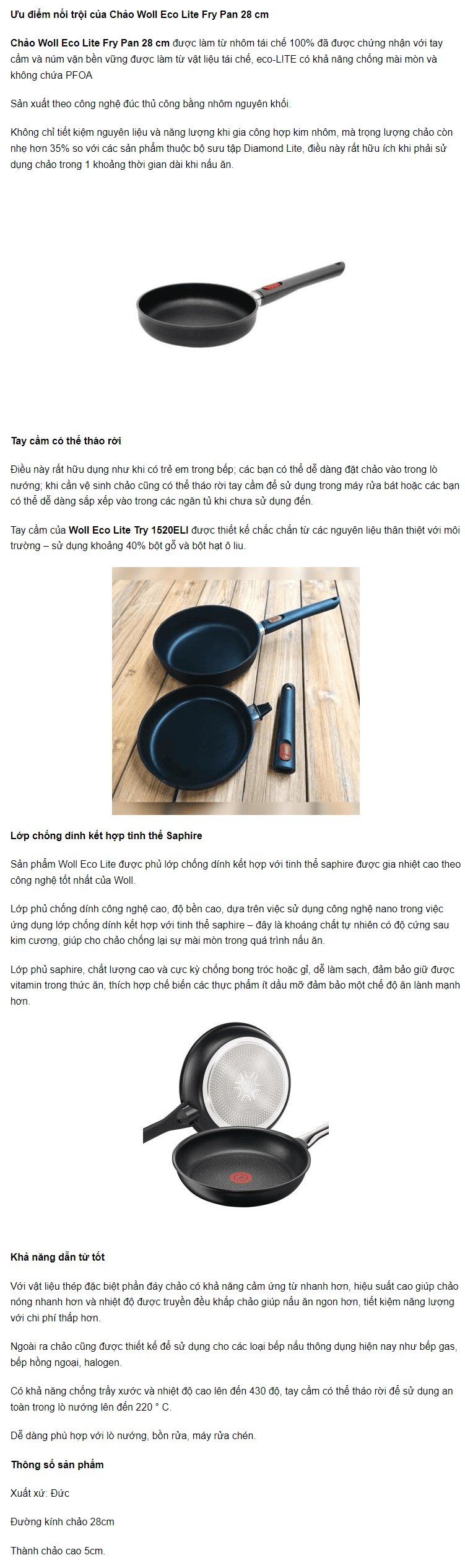 Chảo Woll Eco Lite Fry Pan 28 cm