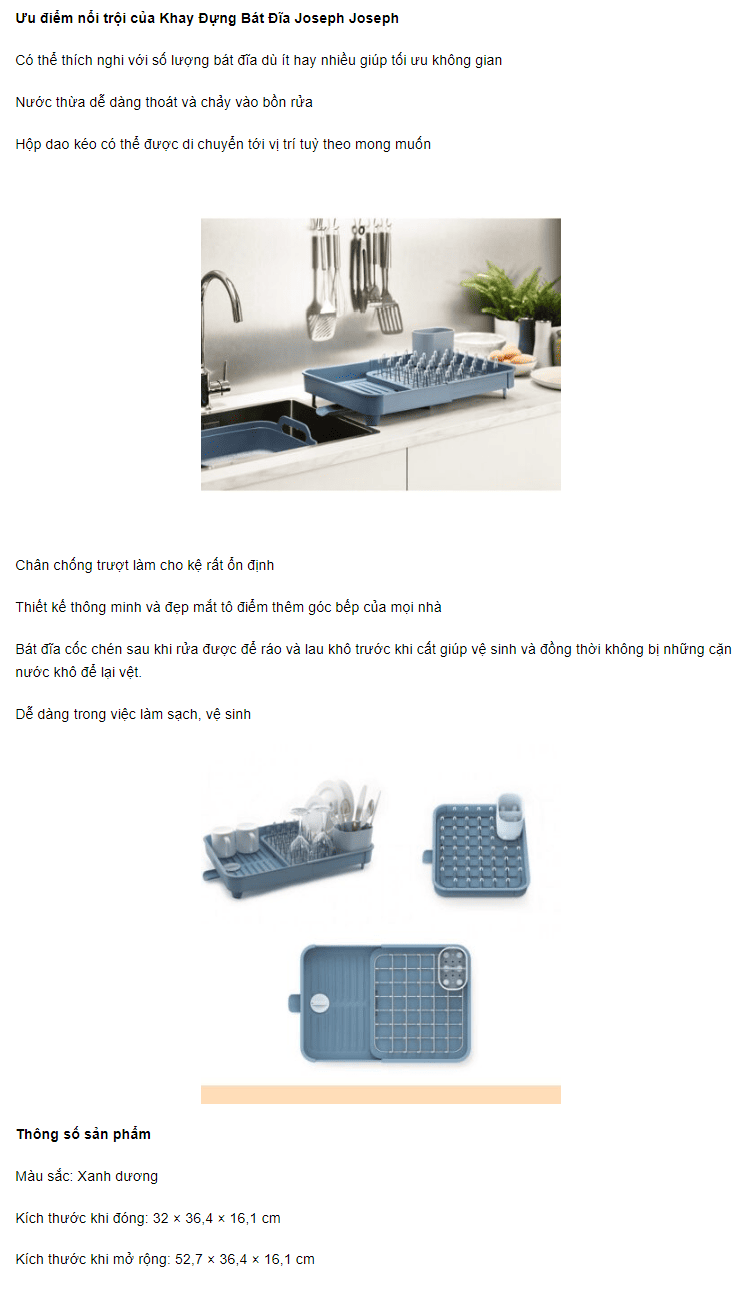 Khay Đựng Bát Đĩa Joseph Joseph 85185 Extend™ Expandable Dish Drainer - Editions Màu Xanh Dương 3 Khay Đựng Bát Đĩa Joseph Joseph 85185 Extend™ Expandable Dish Drainer - Editions Màu Xanh Dương