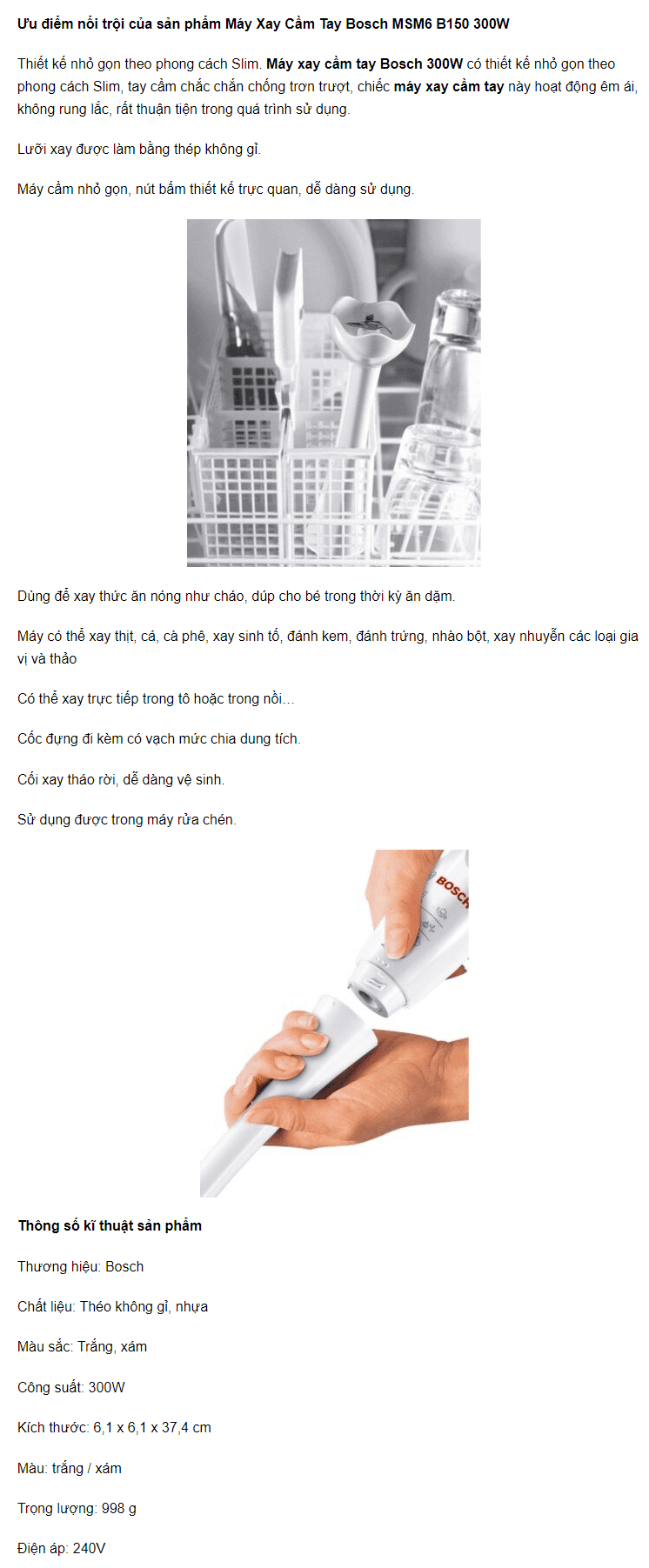 Máy Xay Cầm Tay Bosch MSM6B150 300W 5 Máy Xay Cầm Tay Bosch MSM6 B150 300W