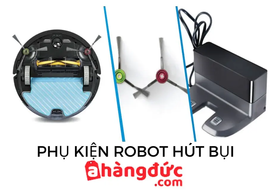 Phụ kiện bao gồm chổi quét, khăn lau, dock sạc, điều khiển...