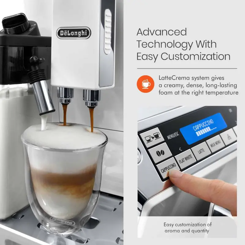 Máy pha cà phê tự động DeLonghi ECAM 45.760.W 10 Màn hình 1 chạm DeLonghi ECAM 45.760.W