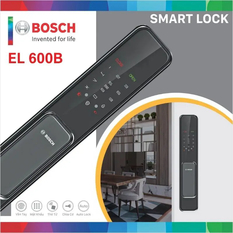 Khóa cửa vân tay Bosch EL 600B Đen xám 14 Khóa cửa điện tử Bosch EL 600B