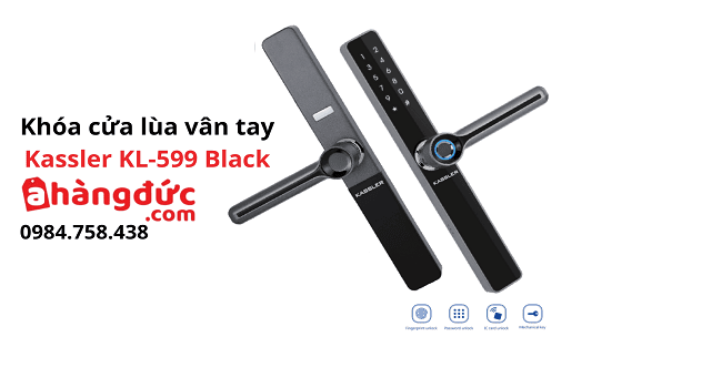 Khóa cửa lùa vân tay Kassler KL-599 Black bảo mật vân tay
