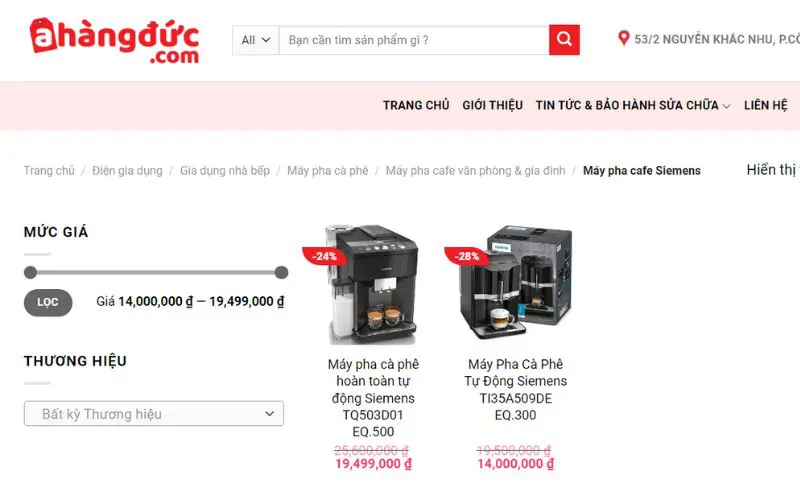 A Hàng Đức địa chỉ bán máy pha cafe Siemens uy tín, giá tốt