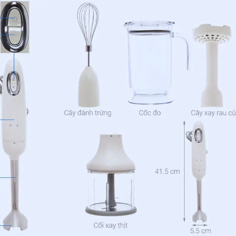 Máy xay cầm tay SMEG HBF02CREU Màu Kem