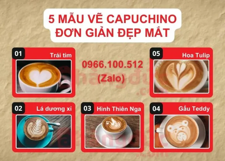 Mẫu vẽ capuchino đơn giản đẹp mắt