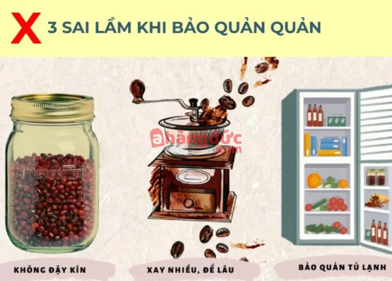 Bã cà phê pha máy bị ướt? Làm thế nào để xử lý dứt điểm 8 Bảo quản hạt cà phê không đúng cách