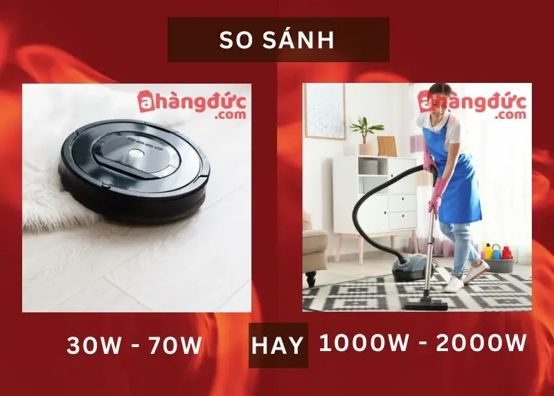 Robot hút bụi có tốn điện không? Giải mã hóa đơn tiền điện nhà bạn 6 So sánh công suất của robot hút bụi và máy hút bụi cầm tay