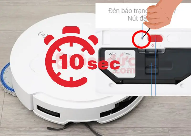 Hướng dẫn chi tiết reset robot hút bụi ecovacs tại nhà 9 Factory Reset: Nhấn giữ nút reset 6-10 giây để xóa sạch mọi dữ liệu và đưa robot về trạng thái ban đầu như lúc mới mua.