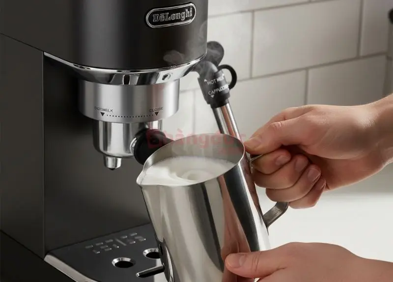 Hướng dẫn sử dụng máy pha cà phê ec685: Bí kíp thuần hóa 'người tình Ý' tại nhà 9 Khiêu vũ cùng bọt sữa: Từ sữa tươi lạnh đến lớp foam mịn màng cho một ly cappuccino đúng điệu.