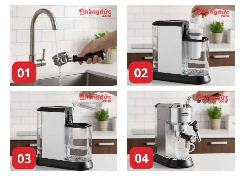 Hướng dẫn sử dụng máy pha cà phê ec685: Bí kíp thuần hóa 'người tình Ý' tại nhà 6 Màn 'chào hỏi' đầu tiên: Đừng bỏ qua bước thiết lập và mồi nước để có một khởi đầu hoàn hảo.