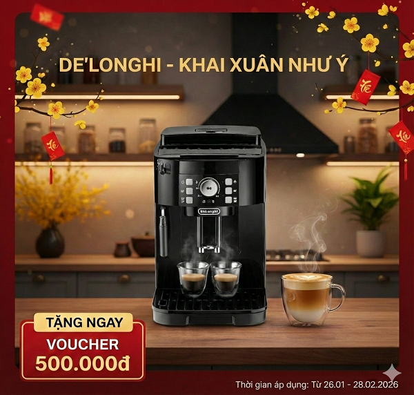 RINH DELONGHI NGAY - KHAI XUÂN NHƯ Ý, NHẬN LÌ XÌ 500K! 2 Delonghi khai xuan tang voucher 500k