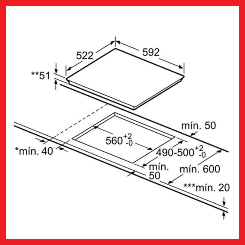 Kích thước lắp đặt âm bếp từ Bosch PUC631BB2E