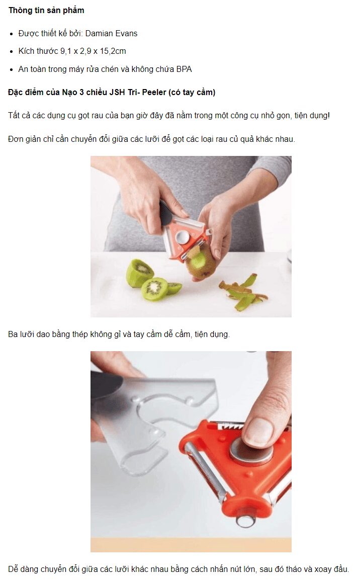 Nạo 3 Chiều JSH Tri- Peeler (Có Tay Cầm)