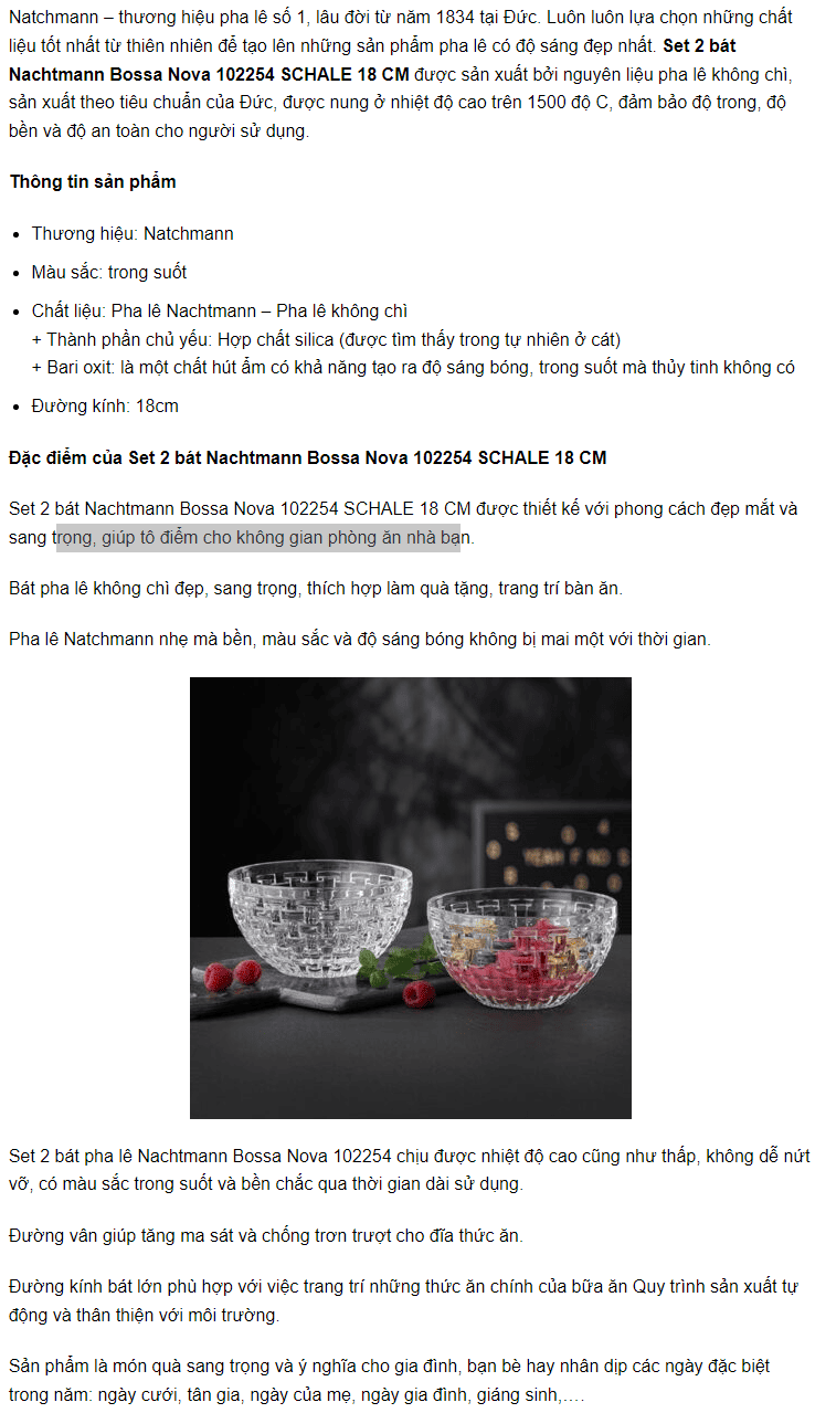 Set 2 bát Nachtmann Bossa Nova 102254 SCHALE 18 CM