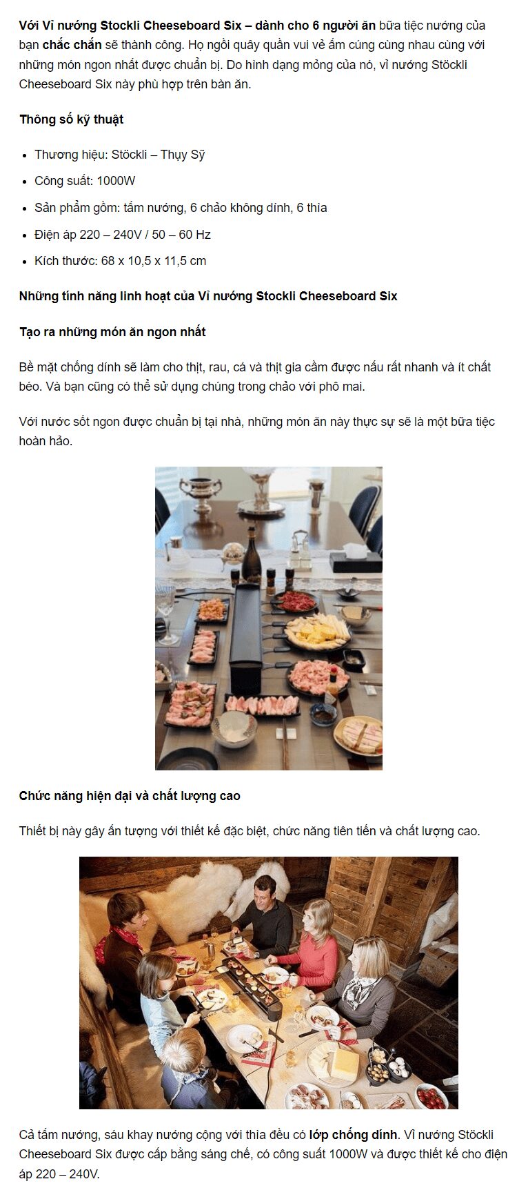 Vỉ nướng Stockli Cheeseboard Six - dành cho 6 người ăn