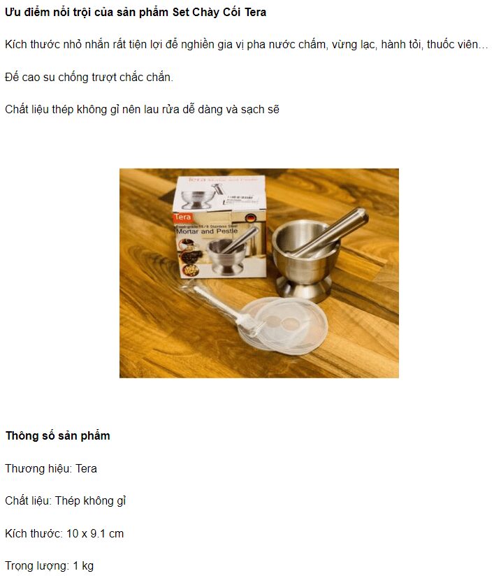 Set Chày Cối Tera
