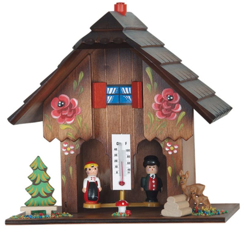 Đồng hồ Cuckoo đo nhiệt độ và độ ẩm Engstler 95 Wetterhaus Black Forest 17 cm