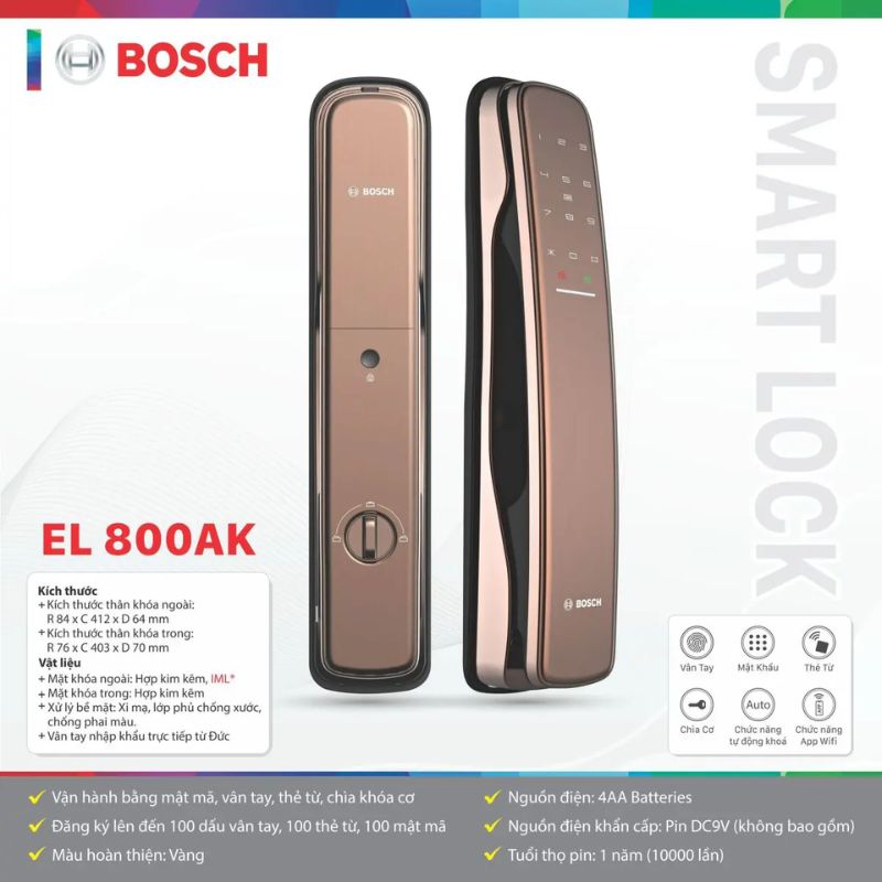 Khóa vân tay Bosch EL800AK tính năng