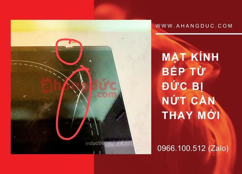Mặt kính bếp từ đức bị nứt cần thay mới