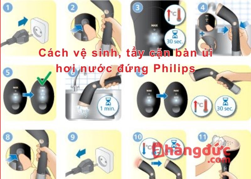Cách vệ sinh bàn ủi hơi nước đứng Philips, tẩy cặn canxi thế nào? 5 Cách vệ sinh, tẩy cặn bàn ủi hơi nước đứng Philips