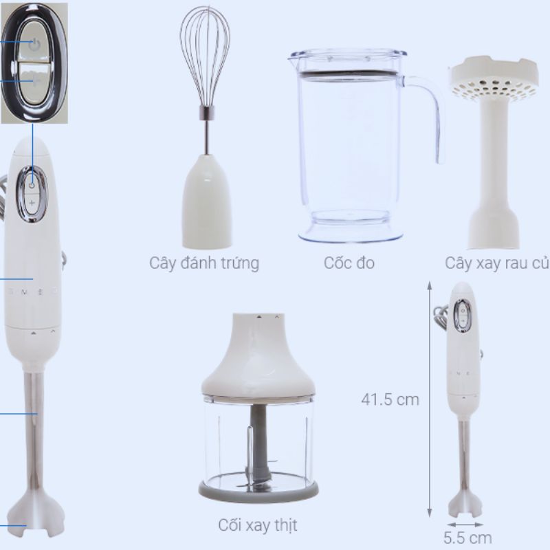 Máy xay cầm tay SMEG HBF02CREU Màu Kem