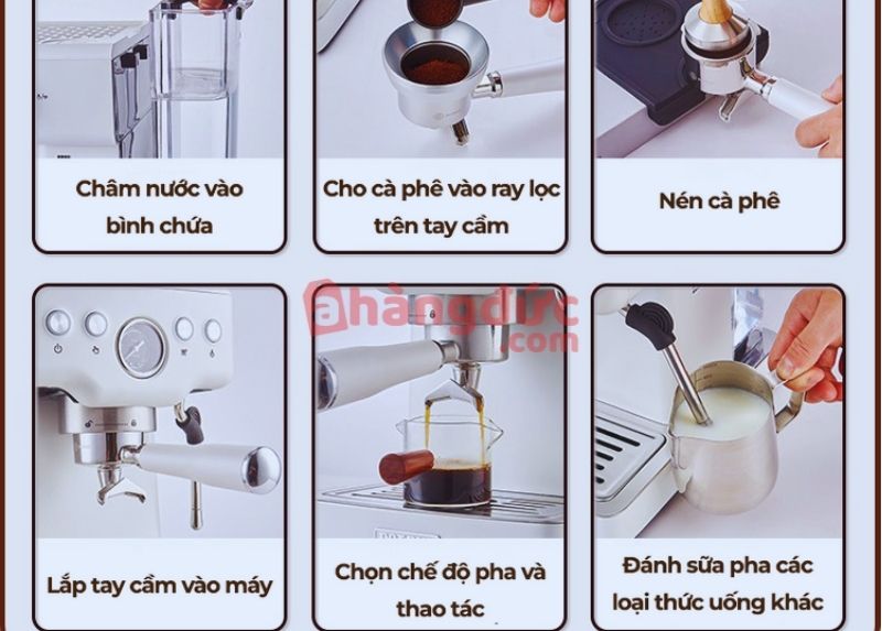 Các bước sử dụng máy pha cà phê bán tự động
