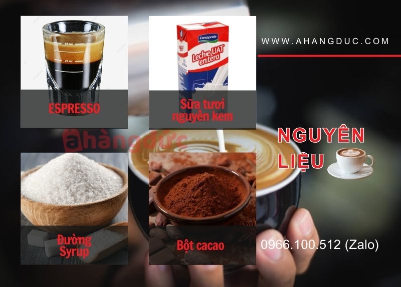 Nguyên liệu cần thiết để tạo nên ly capuchino ngon chuẩn vị
