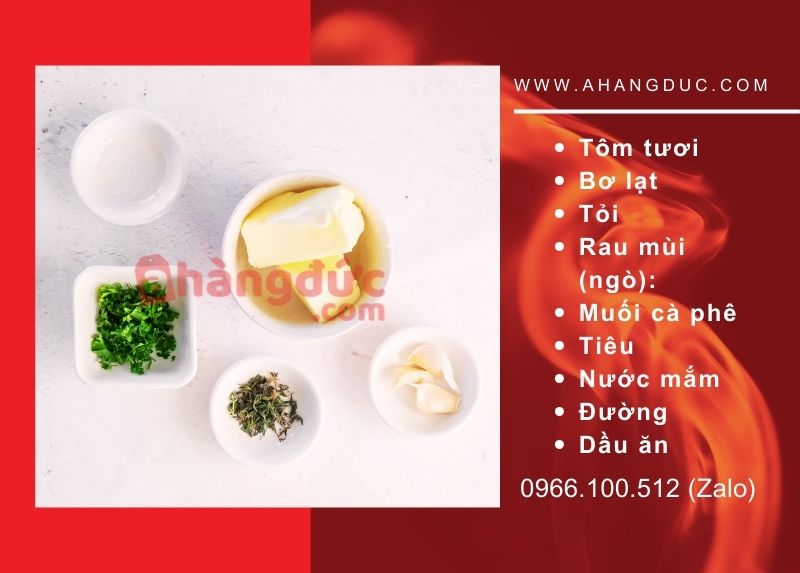 Nguyên liệu làm tôm nướng bơ tỏi
