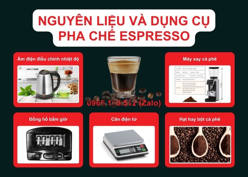 Nguyên liệu và dụng cụ pha chế espresso không cần máy