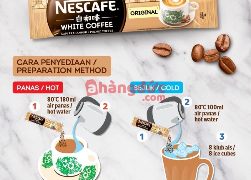 Cách pha cà phê trắng hòa tan