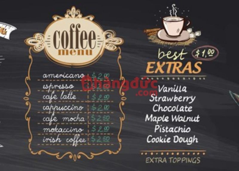 Menu đồ uống hấp dẫn