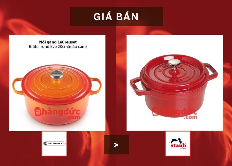 So sánh nồi gang Staub và Le Creuset về giá bán