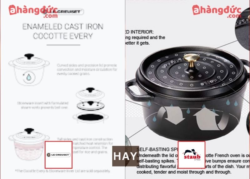 So sánh nồi gang Staub và Le Creuset về phân tán nhiệt và giữ nhiệt