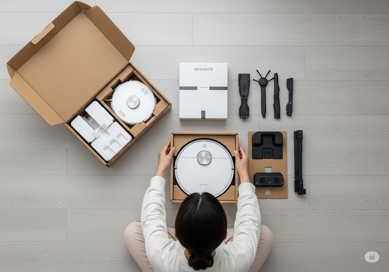 Unbox robot hút bụi Ecovacs