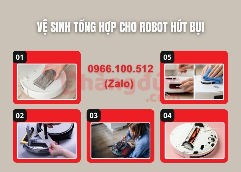 Vệ sinh tổng hợp cho robot hút bụi