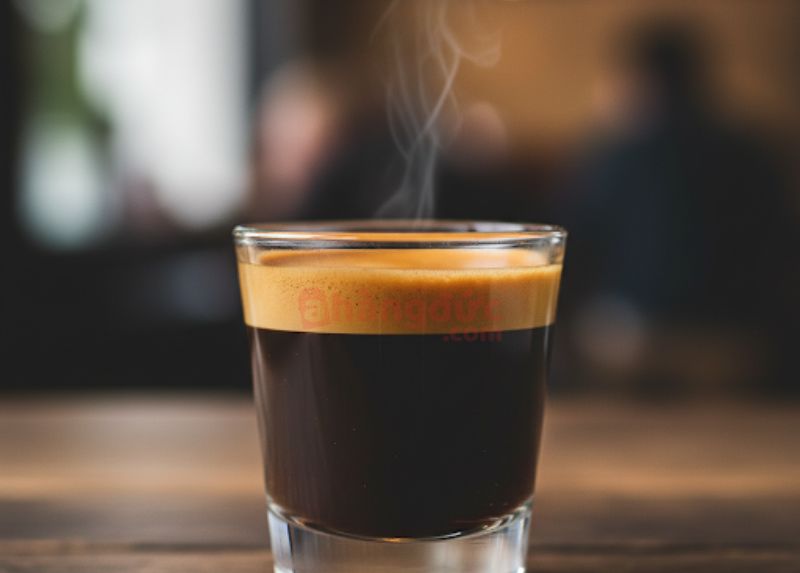 Cấu trúc 2 lớp hoàn hảo của một shot espresso: Lớp Crema vàng óng và lớp Liquid đậm đà, chứa đựng mọi tinh túy.