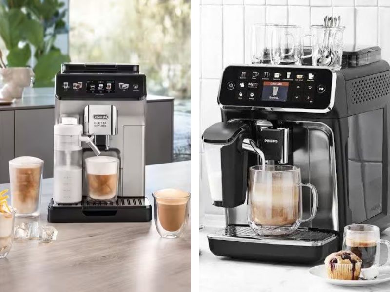 So sánh máy pha cà phê tự động Philips và DeLonghi
