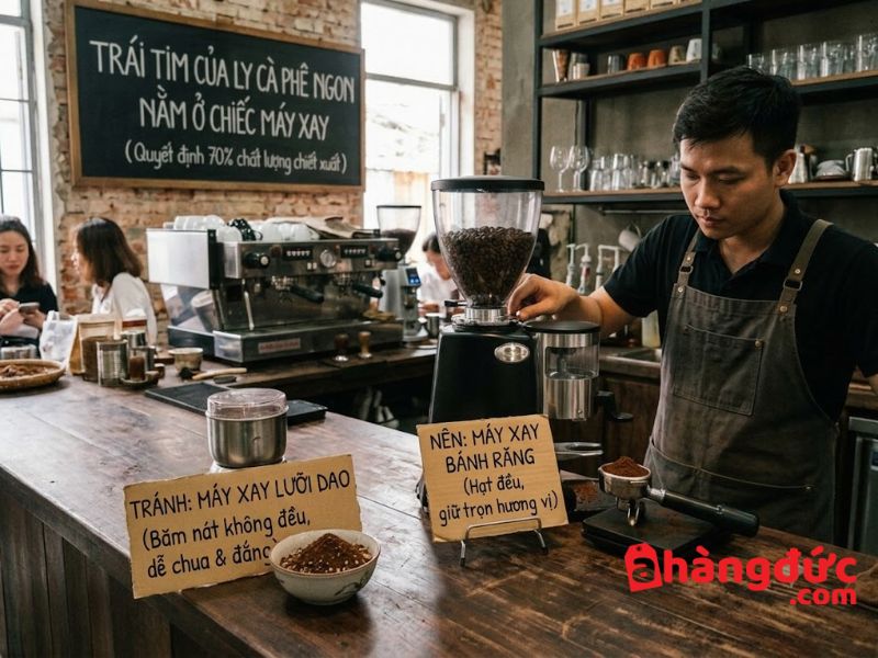 Trái tim của ly cà phê ngon nằm ở chiếc máy xay