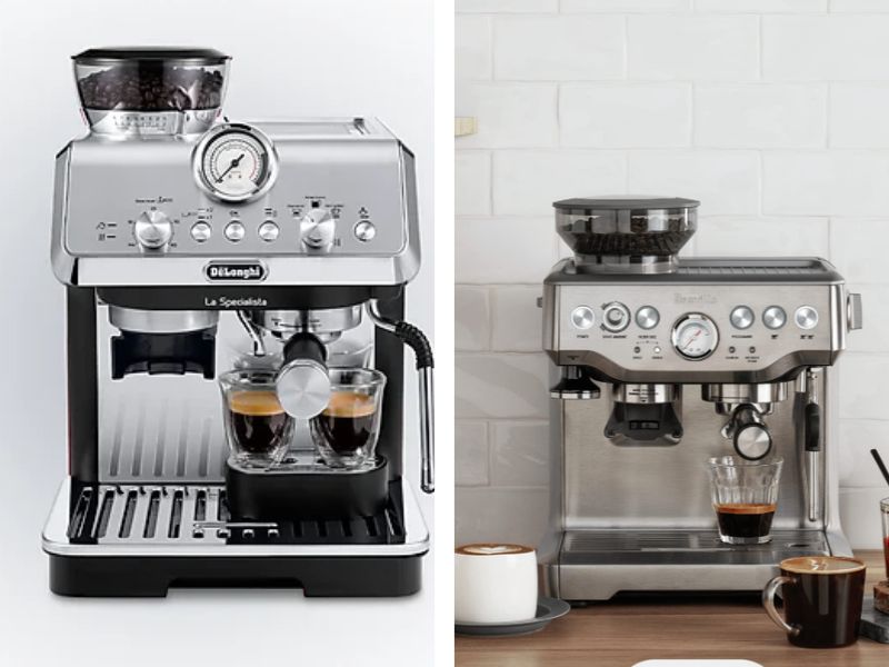 máy pha cà phê DeLonghi Specialista Arte và Breville Barista Express