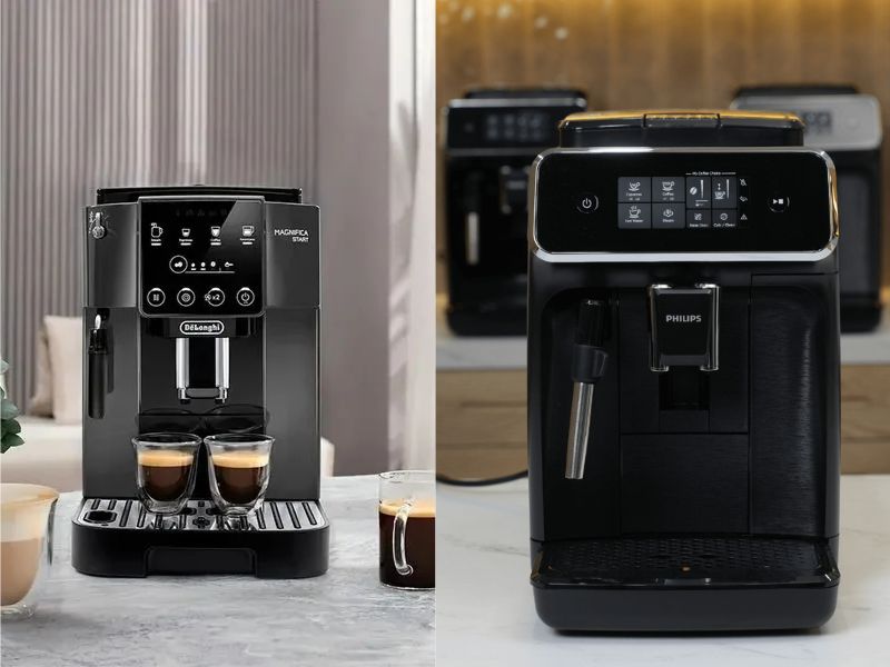 so sánh máy pha cà phê DeLonghi Magnifica S và Philips Series 2200